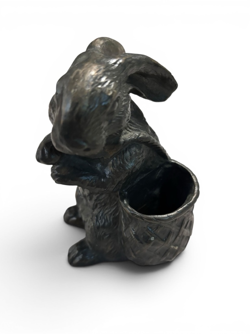 Bunny Rabbit with baskets. Decorative resin dark Bunny Planter 6.5” x 5” - Picture 2 of 11